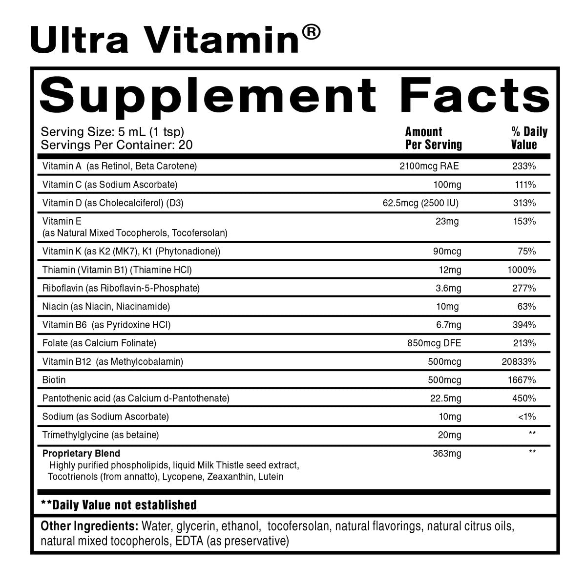 Liposomal Ultra Vitamin 100ml - Uno Vita AS