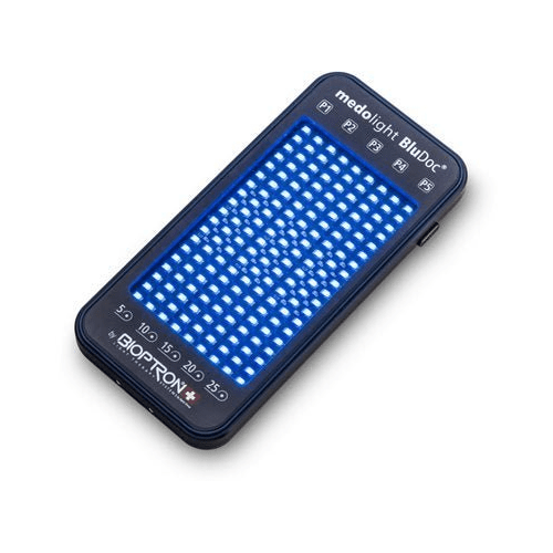 Medolight BluDoc fra Bioptron, bærbart LED-lysterapiapparat med blått lys