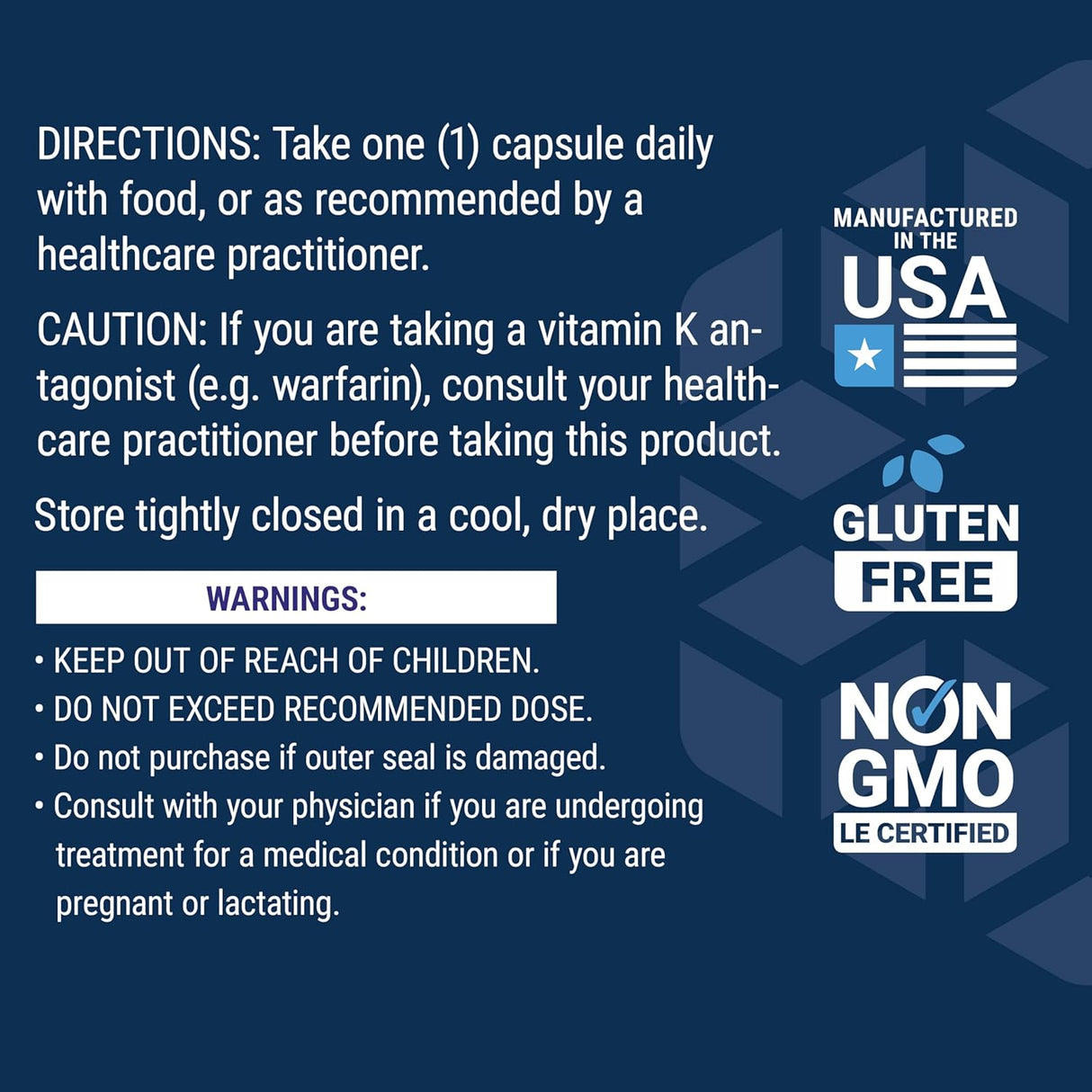 Mega Vitamin K2 High Potency for Strong Bones - Uno Vita AS