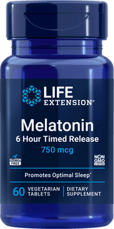 Life Extension Melatonin 6 Hour Timed Release 750 mcg, 60 vegetariske tabletter