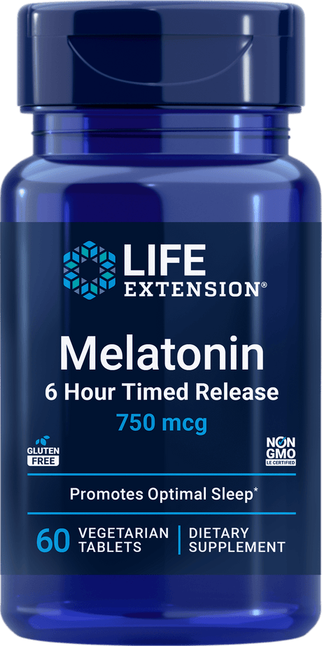 Life Extension Melatonin 6 Hour Timed Release 750 mcg, 60 vegetariske tabletter