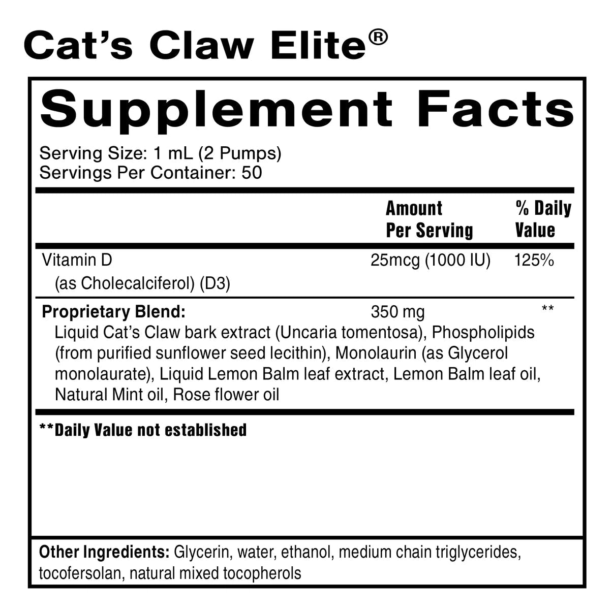 Nanoemulsified Cat's Claw Elite (50 ml) - Uno Vita AS