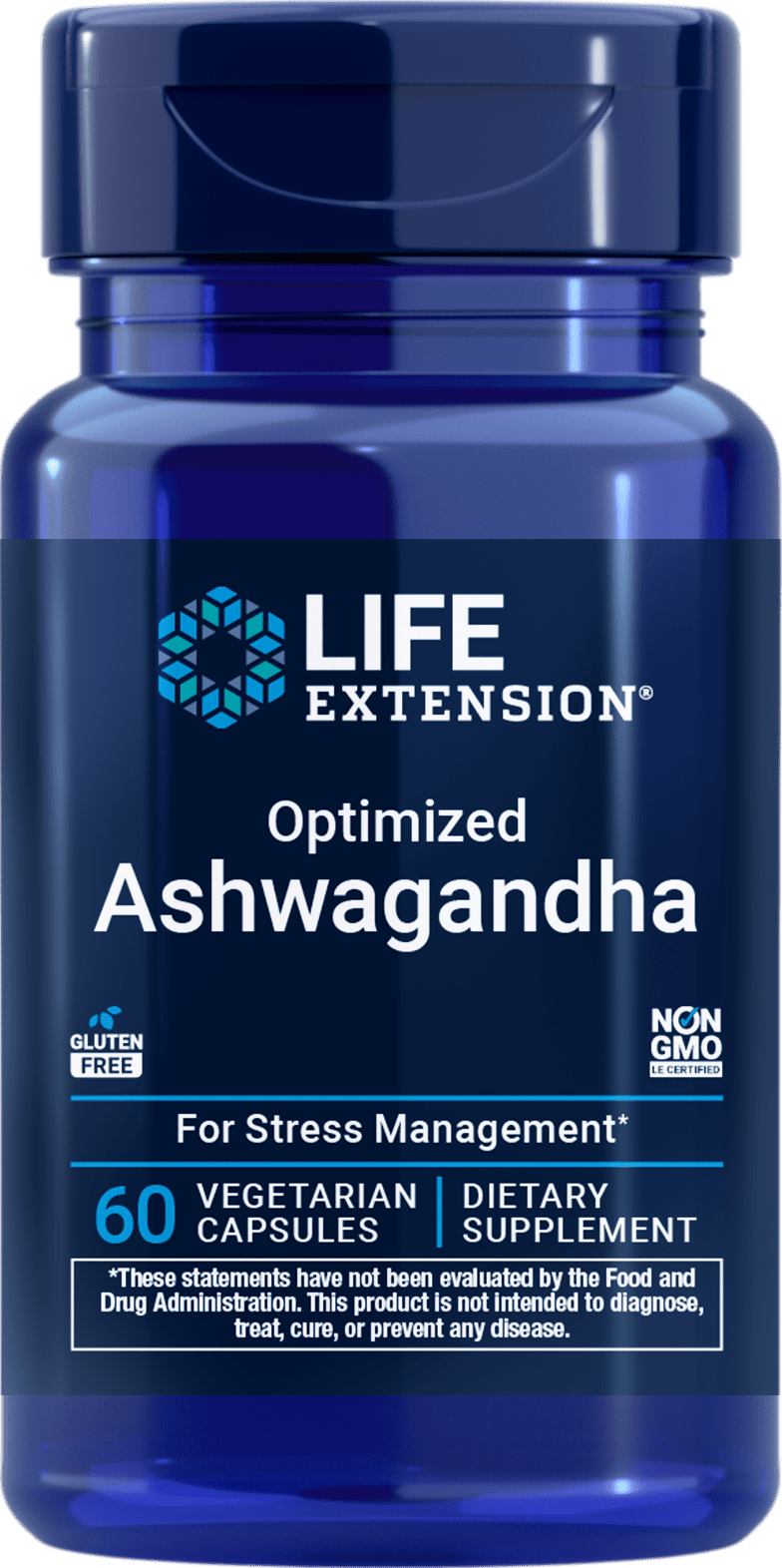 Life Extension Optimized Ashwagandha, 60 vegetariske kapsler for stresshåndtering