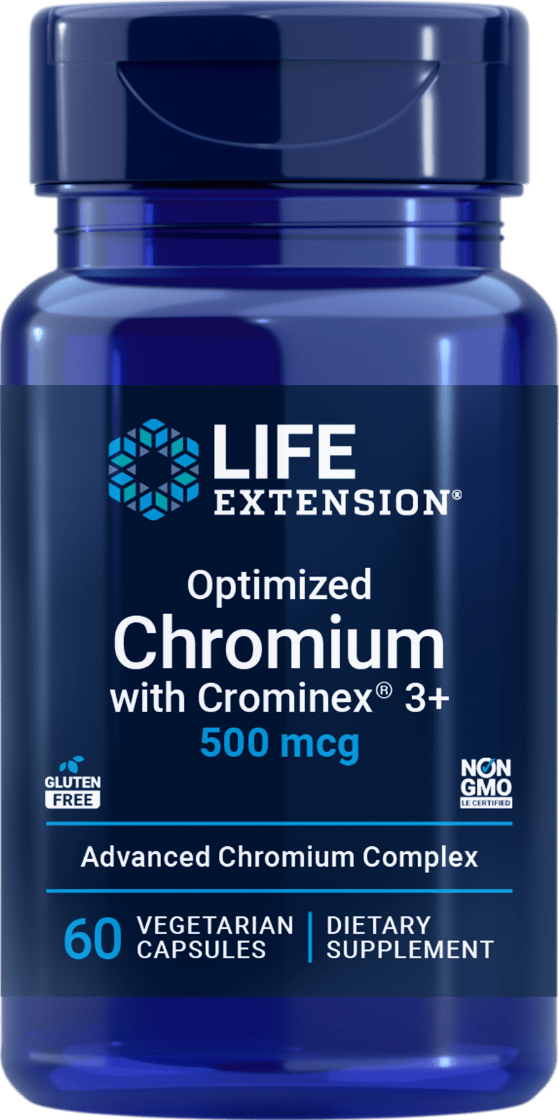 Life Extension Optimized Chromium with Crominex 3+ 500 mcg, 60 vegetariske kapsler