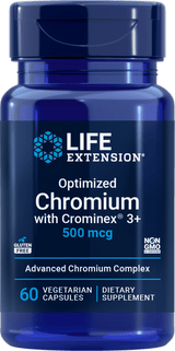 Life Extension Optimized Chromium with Crominex 3+ 500 mcg, 60 vegetariske kapsler
