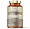 Økologisk Lion’s Mane Ultra Strength koffeinfritt kosttilskudd i glassflaske med gullfarget lokk, 120 veganske kapsler.