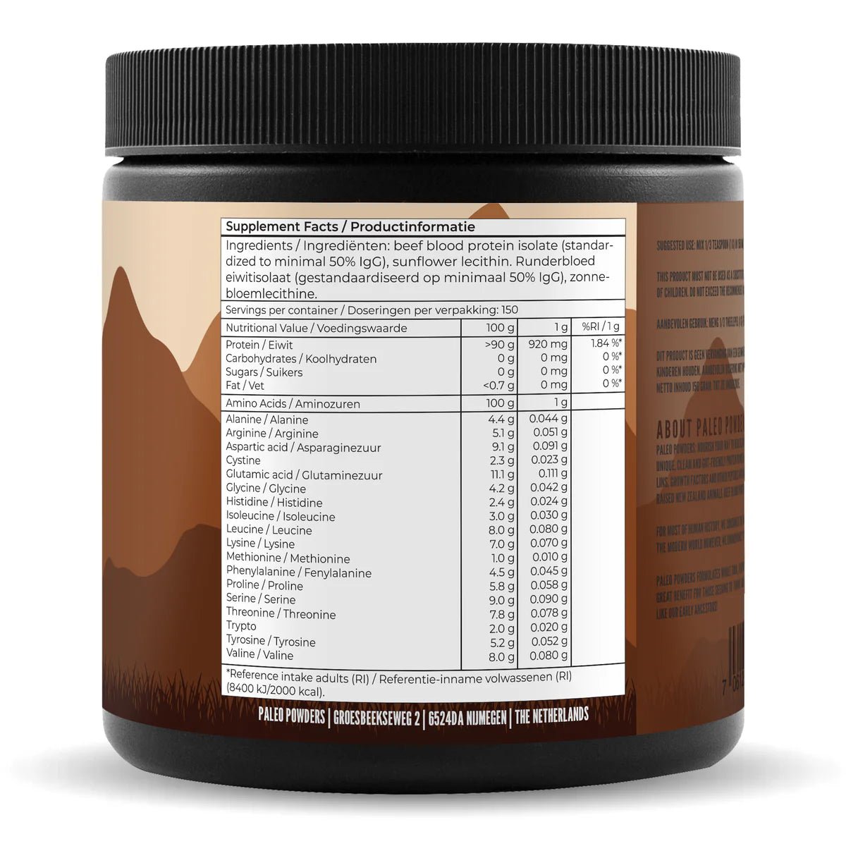 Paleo Beef Blood Protein Isolate – Grass - Fed – 150 gram - Uno Vita AS