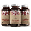 Tre flasker med Prostate Complex, vegetabilske kapsler, med tydelig etikett som viser produktnavnet og ingredienser.