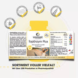 TopEnzym Plus i DRcaps, viser produktets etikett med ingrediens, dosering og kvalitet merket.