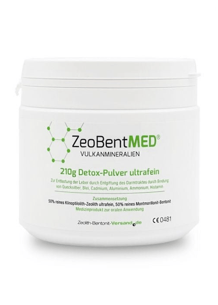 ZeoBent MED ultrafint detox-pulver med zeolitt og bentonitt, 210 g boks