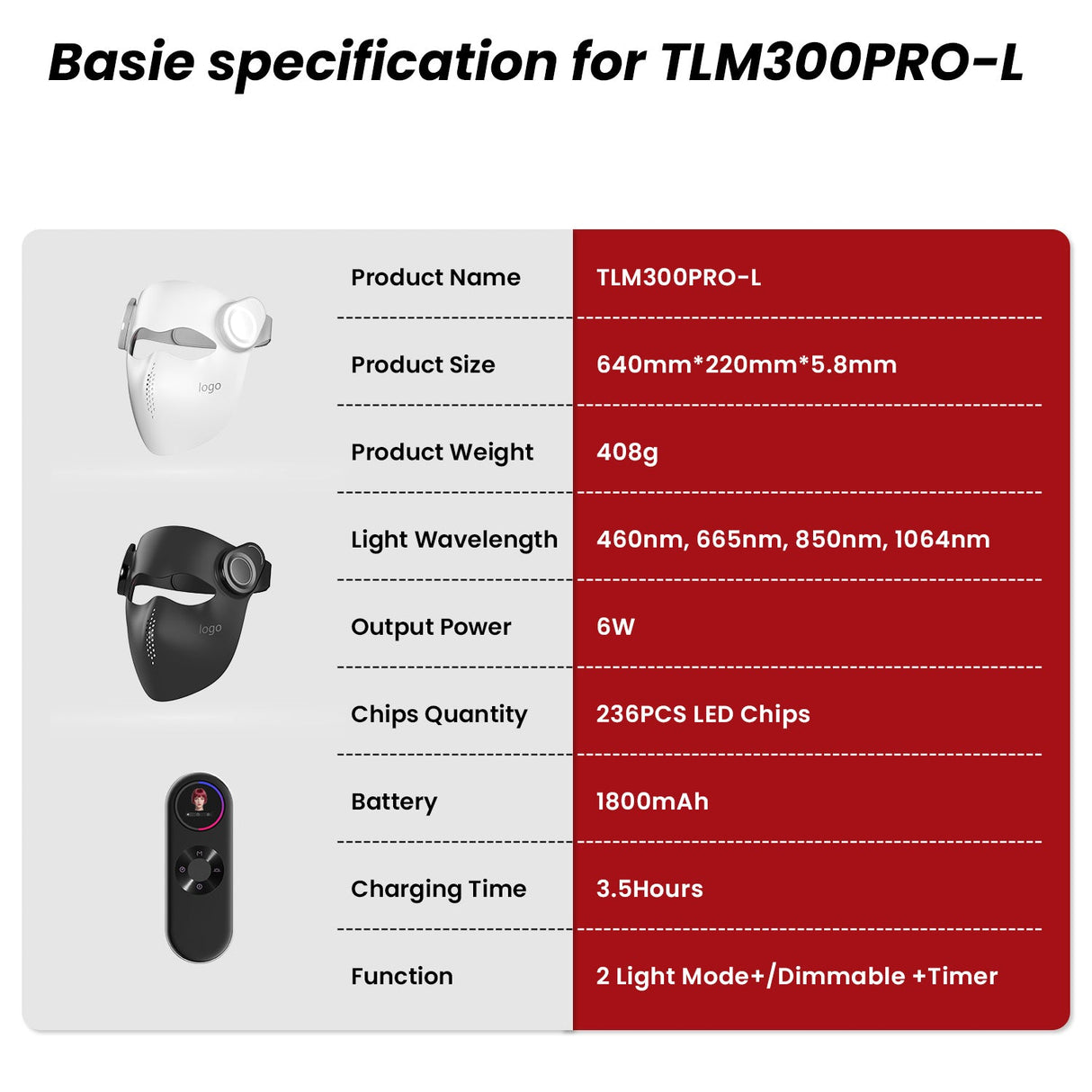Uno Vita Pro Light Mask 1064 – medical grade wireless LED + laser therapy mask - Uno Vita AS