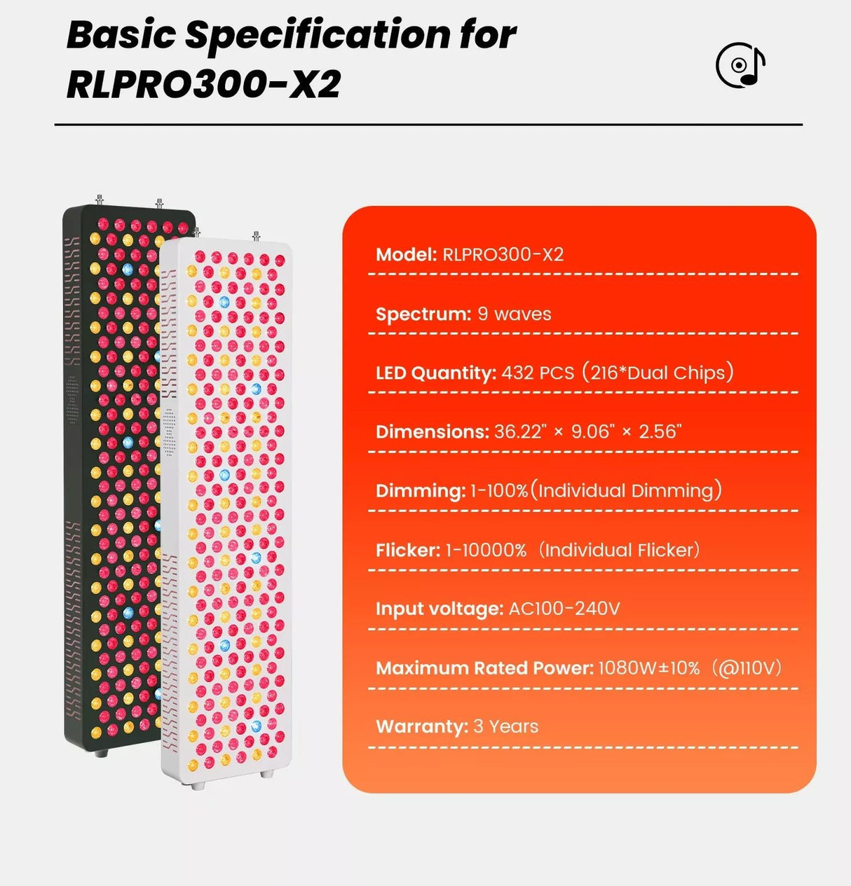 Uno Vita’s RLPRO300 - X2 – Innovative Red Light Therapy (9 waves – music – Luci Phi) - Uno Vita AS