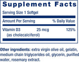 Vitamin D3 - 25 mcg (1000 IU, 250 softgels) - Uno Vita AS