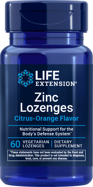 Life Extension Zinc Lozenges med sitrus-appelsinsmak, 60 vegetariske sugetabletter