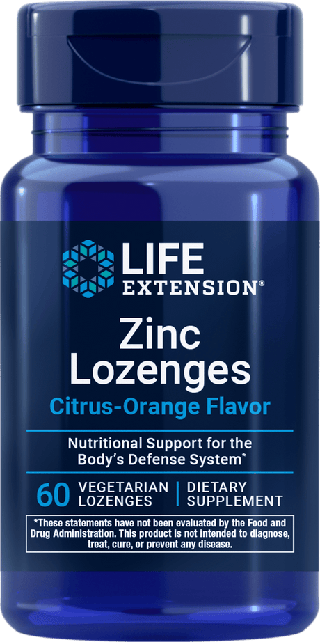 Life Extension Zinc Lozenges med sitrus-appelsinsmak, 60 vegetariske sugetabletter